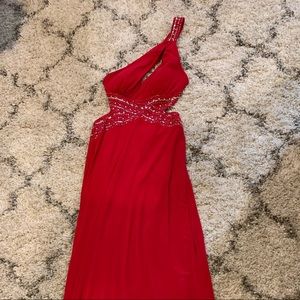 Red floor length gown